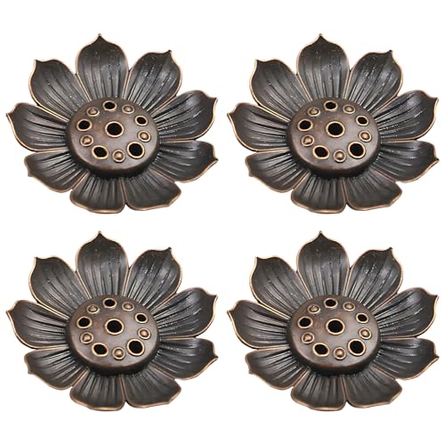 Räucherstäbchen Halter Lotus 4 Stück, Weihrauchhalter Set mit Aschefänger, Räucherstäbchenhalter für Räucherkegel oder Stäbchen, Incense Holder für Meditation Yoga Wohnzimmer Dekoration von TUYOBG