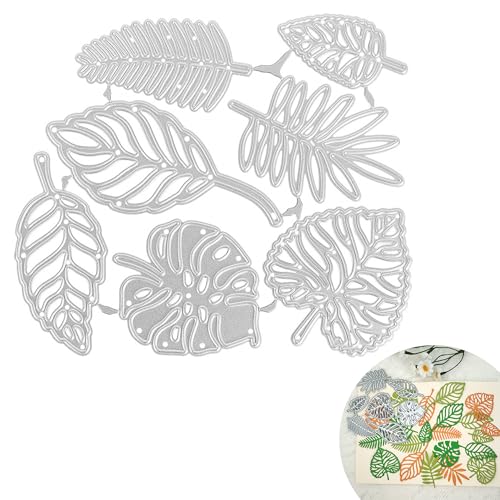 Stanzformen für Kartenherstellung, detaillierte Blattader-Metall-Stanzformen, Karbonstahl, Skelett-Blatt-Stanzformen, tropische Blätter, ideal für Scrapbooking und Papierbastelprojekte von TUYOBG