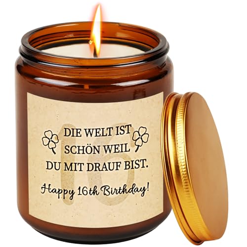 TUZELIYA 16. Geburtstag Mädchen - Kerzen Geschenk für 16 Geburtstag Mädchen - Geschenk für Frau Mädchen Schwester Tochter - Beste Freundin GeburtstagGeschenk - Duftkerzen im Glas - Lavendel-Duft von TUZELIYA