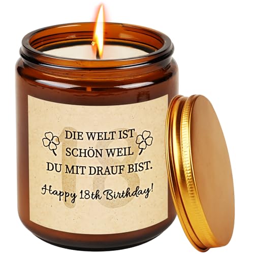 TUZELIYA 18. Geburtstag Mädchen - Kerzen Geschenk für 18 Geburtstag Mädchen - Geschenk für Frau Mädchen Schwester Tochter - Beste Freundin GeburtstagGeschenk - Duftkerzen im Glas - Lavendel-Duft von TUZELIYA