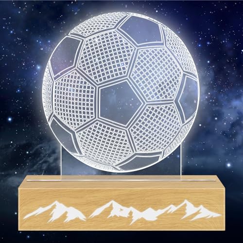 TUZELIYA Fußball lampe,Fussball Geschenke Jungen Kinder Mädchen,Fußball Geschenke für Jungs,3D Nachtlicht Kinder Optische Täuschung Lampe 16 Farben+6 modes,perfekt Geschenke für fussballfans von TUZELIYA