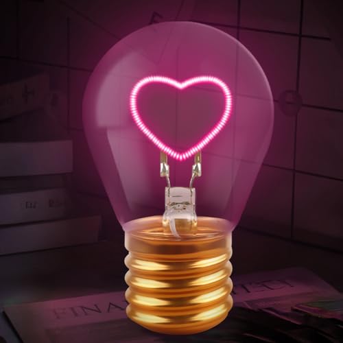 TUZELIYA Geschenk für Männer Frauen - Herzförmige LED Lampe mit USB-Kabel - Tischlampe in Form einer Glühbirne - Schlafzimmer Party Dekoration - Geschenke für Geburtstag Weihnachten von TUZELIYA
