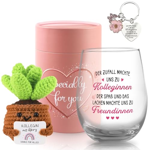 TUZELIYA Geschenke für Kolleginnen - 19oz / 550ml Weingläser Geburtstagsgeschenk für Frauen - Abschiedsgeschenk Kollegin - Dankeschön Geschenk - Geschenkideen für Frauen Beste Kollegin von TUZELIYA