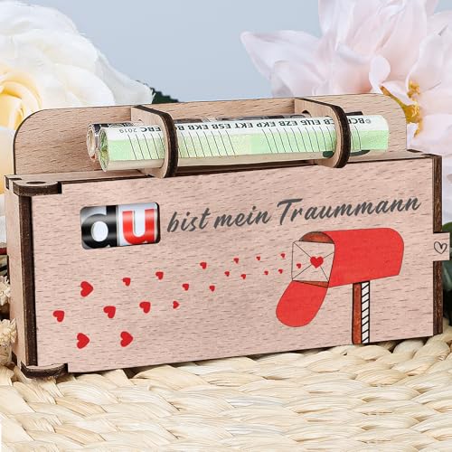TUZELIYA Geschenke für Männer - Du bist Mein Traummann - Holz Geschenkbox für Schokolade Duplo - Geschenk Ehemann - Geschenk Hochzeitstag Mann - Hochzeitstag für Männer - Enthält kein Duplo von TUZELIYA