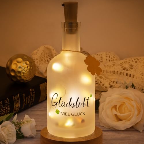 TUZELIYA LED Flaschenlicht mit Spruch Glückslicht - Geldgeschenke Geburtstag - Geschenke für Frauen Freundin Lieblingsmensch - Geburtstag Hochzeit Muttertag Weihnachten - Mutmacher Geschenk von TUZELIYA