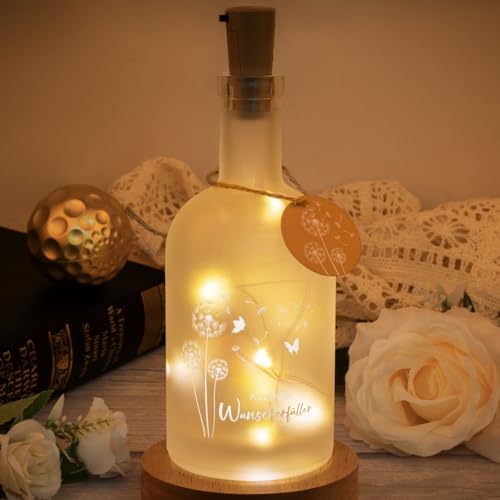 TUZELIYA LED Flaschenlicht mit Spruch Kleiner Wunscherfüller - Geschenke für frau - Geldgeschenke - Geburtstagsgeschenk für Frauen Freundin Lieblingsmensch - Hochzeit Muttertag Weihnachten von TUZELIYA