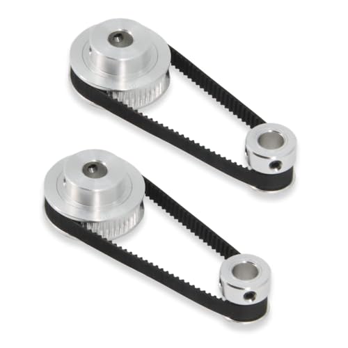 TUZUK 2-teiliges Set GT2-Synchronrad, 20 und 60 Zähne, 6,35 mm Bohrung, Aluminium-Zahnriemenscheibe mit 2 Stück Länge, 200 mm Breite, 6 mm Riemen (20-60T-6.35B-6) von TUZUK