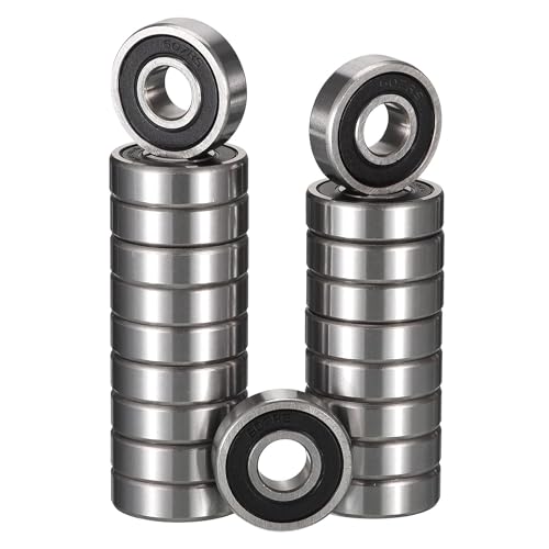 TUZUK 20 Stück 607-2RS Kugellager Abgedichtet 7x19x6mm Vorgeschmiert/Chromstahl/Gummi Doppeldichtung, 607RS Miniatur-Rillenkugellager von TUZUK