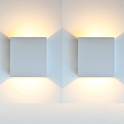 12W LED Wandleuchte Innen, 2 Stücke Wandbeleuchtung Up und Downlight Modern Design, 3000K Warmweiß High Bright Aluminium Wandlampe für Wohnzimmer, Schlafzimmer, Flur, Balkon, Treppen (Weiß) von TVGO