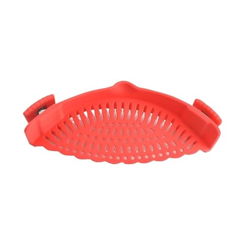 1PC Home Silikon Stretch Ablauf Werkzeug Topf Rand Wasser Filter Faltbare Suppe Trichter Küche Flüssigkeit Umleitung Abtropffläche Straine(Red-1) von TVJSIVQB