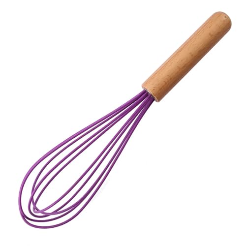 1PC Silikon Holzgriff Manuelle Küche Mixer Handheld Egg Beater Milch Bubble(Purple-1) von TVJSIVQB