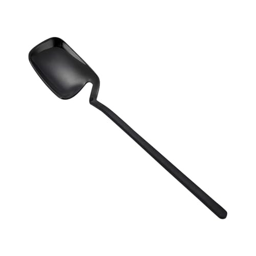 Lustiger Löffel mit langem Griff for Aufhängen an der Wand, Edelstahl, Dessert-Mixlöffel, Eis, Tee, Kaffeelöffel, Rührlöffel, Geschirr(Black -1) von TVJSIVQB