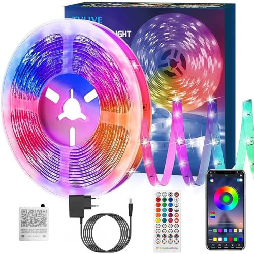 TVLIVE LED Strip 5M Bluetooth RGB LED Streifen, LED Leiste Musik Sync, Farbwechsel LED Lichterkette mit Fernbedienung und App-steuerung,Flexibel LED Band für Party, Zuhause, Schlafzimmer, TV zurück TVLIVE LED Strip 5M Bluetooth RGB LED Streifen, LED Leiste Musik Sync, Farbwechsel LED Lichterkette mit Fernbedienung und App-steuerung,Flexibel LED Band für Party, Zuhause, Schlafzimmer, TV zurück von TVLIVE