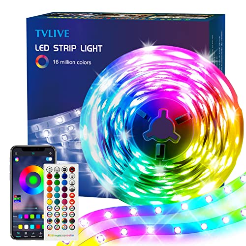 TVLIVE LED Strip, RGB LED Streifen 6M, LED Lichterkette mit Fernbedienung und APP, Musik Sync, Timer-Einstellung und Dimmbar Farbwechsel, LED Band für Zimmer, Schlafzimmer, Küche, Bar, Party Deko TVLIVE LED Strip, RGB LED Streifen 6M, LED Lichterkette mit Fernbedienung und APP, Musik Sync, Timer-Einstellung und Dimmbar Farbwechsel, LED Band für Zimmer, Schlafzimmer, Küche, Bar, Party Deko von TVLIVE