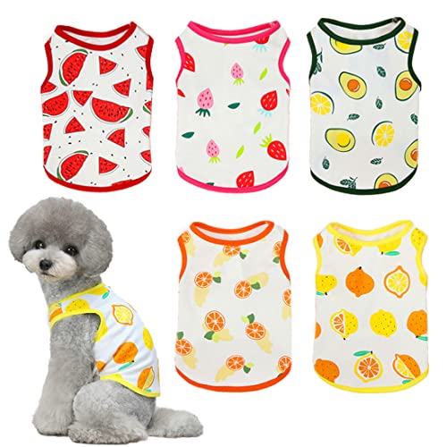 5 Stück Hunde Shirts Haustier Papa Mutter Hundehemden Obst gedruckt niedlich atmungsaktiv Welpenweste Sweatshirt Sommer mädchen Jungen Hunde T-Shirts Mode Strandkleidung für kleine Hunde und Katzen 5 Stück Hunde Shirts Haustier Papa Mutter Hundehemden Obst gedruckt niedlich atmungsaktiv Welpenweste Sweatshirt Sommer mädchen Jungen Hunde T-Shirts Mode Strandkleidung für kleine Hunde und Katzen von TVMALL