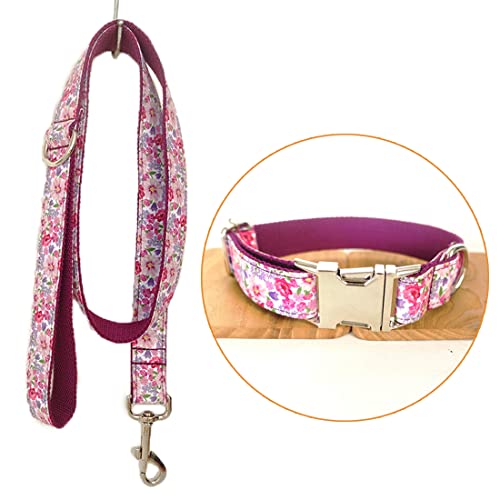 TVMALL Hund Set Halsband verstellbar Outdoor Pet Leine Seil Set Halsband Bohemian-Stil Hundehalsband für mittelgroße und Kleine Hunde(Blumenfee lila,L) von TVMALL