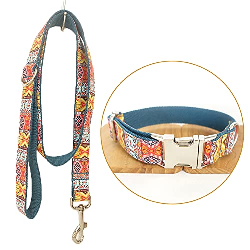 TVMALL Hund Set Halsband verstellbar Outdoor Pet Leine Seil Set Halsband Bohemian-Stil Hundehalsband für mittelgroße und Kleine Hunde(Böhmisches Cyan,L) von TVMALL