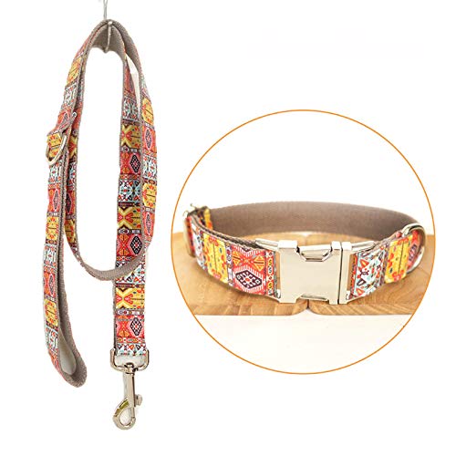 TVMALL Hund Set Halsband verstellbar Outdoor Pet Leine Seil Set Halsband Bohemian-Stil Hundehalsband für mittelgroße und Kleine Hunde(Böhmisches Grau,L) von TVMALL