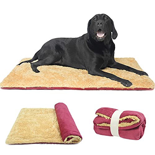 TVMALL Hundekissen Hundebett Decke für Reisen Waschebar Stilvolles Haustiermatte Plüschweiche Wende Bettbettmatte Sofamatratze für Große, Mittelgroße, Kleine Hunde - Rot, 110x70 cm von TVMALL