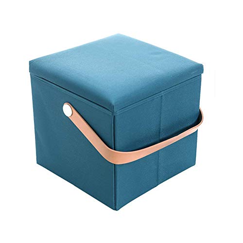 TVSKWMRQ Fußhocker Aufbewahrungsboxen Erwachsene Fußhocker Ruhehocker Sitzkissen Multifunktions Klapphocker Stuhl Für Wohnzimmer Schlafzimmer (Blau) von TVSKWMRQ