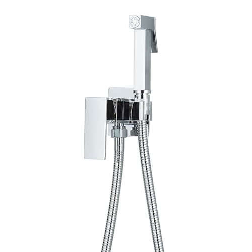 Bidet-Handbrause,Toilette Bad Bidet für Bidet Armaturen WC mit Teleskop-Brauseschlauch und Halterung,Hand Gehalten Bidet Sprayer,für Dusche Badezimmer Hygiene Toilettenpapier Windelreinigung (Chrom) von TVTIUO