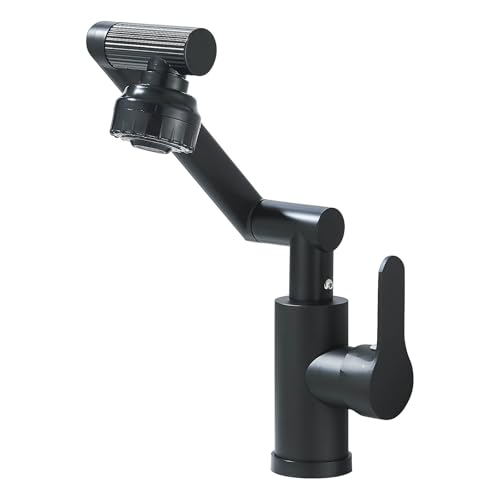 Wasserhahn Bad, Wasserhahn Bad-Mischbatterie 1080°Schwenkbar, Badarmatur mit zwei Sprühmodi, Armatur für Waschbecken Badezimmer Warm Kaltwasserhähne,Schwarz von TVTIUO