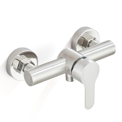 Badewannenarmatur,Gebürstete Oberfläche Einhand Armatur Badewanne,Mischbatterie Badewanne Wasserhahn Wandmontage Aufputz, Duscharmatur Wasserhahn Badewanne Set für Bad Dusche von TVTIUO