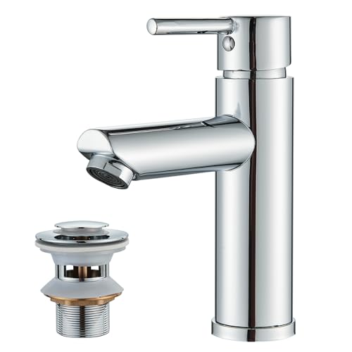 TVTIUO Waschtischmischer mit Zugstangen-Ablaufgarnitur Bad Einhebelmischer Messing verchromt TVTIUO Waschtischmischer mit Zugstangen-Ablaufgarnitur Bad Einhebelmischer Messing verchromt von TVTIUO