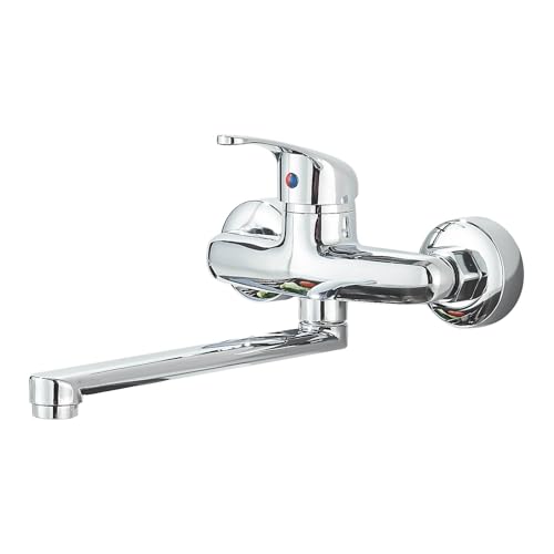 TVTIUO Wasserhahn Küche Wandmontage,360° Drehbar Wasserhahn Küche Wandarmatur,Mischbatterie Küche für Wandmontage,Schwenkarm 230mm, Chrom von TVTIUO