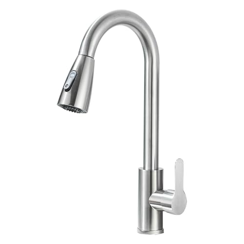 TVTIUO Wasserhahn Küche mit 2 Modi，360° Schwenkbar Armatur Mischbatterie Küche，Einhebel-Küchenarmatur mit Ausziehbrause，Gebürstet von TVTIUO