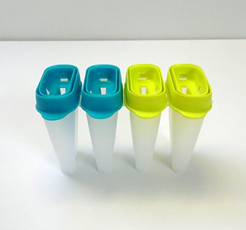 TW TUPPERWARE Lollitups Eisparadies, 4X Eismaker EIS am Stiel TÜRKIS/Limette von TW