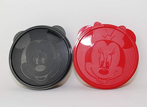 TW TUPPERWARE Maus Teller 3D 2X 490ml Rot und Schwarz Mini und Mickey + Hängelöffel von TW