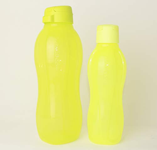 TUPPERWARE Trinkflasche EcoEasy 1x 1,5L Limette Clip + 1x 750ml Neongelb mit Clip Flasche + Ausstecher Orange Ei von TW