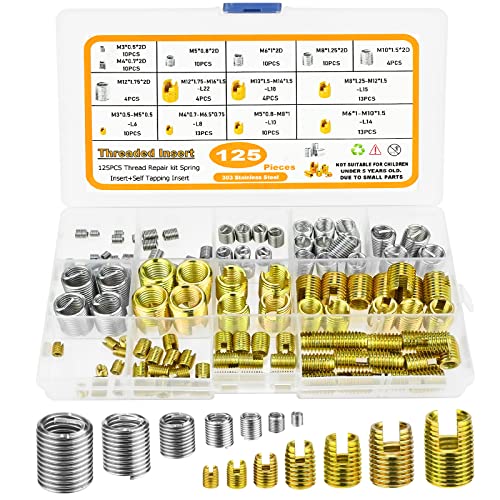 125Stk Selbstschneidender Gewindeeinsatz, Reduziermutter Gewinde Reparatur Einsatz Sortiment Gewindemuttern Umbausatz Reparaturwerkzeug M3 M4 M5 M6 M8 M10 M12 für metall & kunststoffverarbeitenden 125Stk Selbstschneidender Gewindeeinsatz, Reduziermutter Gewinde Reparatur Einsatz Sortiment Gewindemuttern Umbausatz Reparaturwerkzeug M3 M4 M5 M6 M8 M10 M12 für metall & kunststoffverarbeitenden von TW1TGOFT