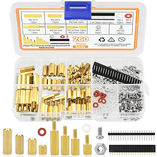 260Stk M2.5 Abstandshalter Hex Distanzhülsen PCB Board/Platinen Männlich Weiblich Gewinde Abstandsbolzen Schrauben Muttern Messing Hex Schraubenmutter Sortiment Kit für Platine Raspberry Pi Mainboard 260Stk M2.5 Abstandshalter Hex Distanzhülsen PCB Board/Platinen Männlich Weiblich Gewinde Abstandsbolzen Schrauben Muttern Messing Hex Schraubenmutter Sortiment Kit für Platine Raspberry Pi Mainboard von TW1TGOFT