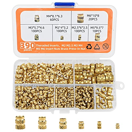 390 Stk Gewindeeinsatz, M2 M2.5 M3 M4 M5 M6 Messing Gewindebuchsen Einbettmutter Sortiment Kit Innengewinde Rändelmuttern mit Kunststoff-Box für Kunststoffteile oder 3D Druckteile durch Ultraschall 390 Stk Gewindeeinsatz, M2 M2.5 M3 M4 M5 M6 Messing Gewindebuchsen Einbettmutter Sortiment Kit Innengewinde Rändelmuttern mit Kunststoff-Box für Kunststoffteile oder 3D Druckteile durch Ultraschall von TW1TGOFT