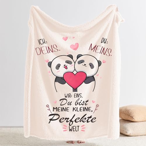 Hochwertige Flanelldecke Superweiche Wolldecke Sofadecke Panda-Muster Weich Atmungsaktiv Bequem und Leicht, Geschenk für Beste Freundin, Geburtstag des Partners 150 x 130 cm von TW1TGOFT