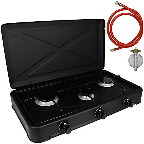 Gaskocher TRIO mit Anschluss Campingkocher 3 Flammig Camping Kocher Kochfeld Gasherd tragbar Gasschlauch Gaskocher TRIO mit Anschluss Campingkocher 3 Flammig Camping Kocher Kochfeld Gasherd tragbar Gasschlauch von TW24