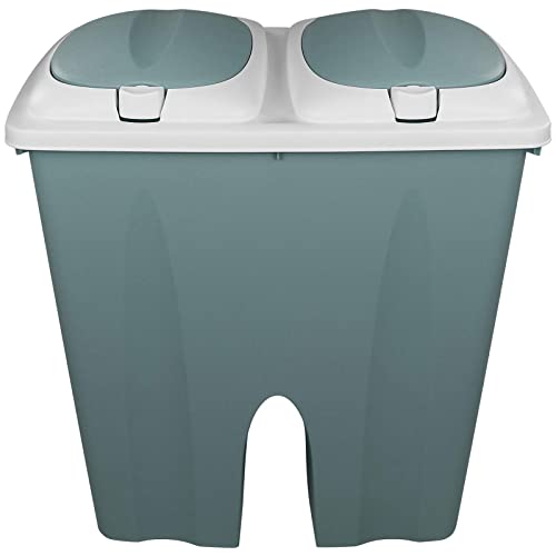 TW24 Mülleimer Duo 2x25L Pastell mit Deckel und Farbwahl Abfalleimer Müllsammler Abfallbehälter Trennsystem Müll Eimer (Grün) von TW24