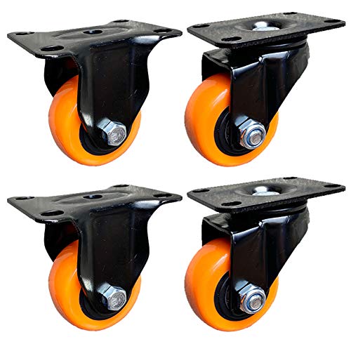 Schwenkrollen, Starke Rollen 4Pcs Swivel Rollen Räder Möbel Caster Polyurethan Rollen Stille Caster Räder(Directional+universal,1.5inch) von TWALOTPEX