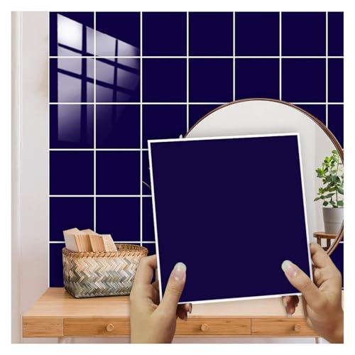 TWALOTPEX Klebe Tapete, Unterlegungspapier Königsblaue Selbstklebende PVC-Fliesen for Wand und Boden, hitzebeständig, for Abziehen und Aufkleben, for Küche und Badezimmer(30x30cm/12 Pcs) von TWALOTPEX