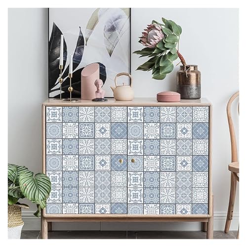 TWALOTPEX Klebe Tapete, Unterlegungspapier Selbstklebende PVC-Fliesen, Enteneiblau, hitzebeständig, wasserdicht, for Küche, Badezimmer, Wand und Boden(10x10cm810pcs) von TWALOTPEX