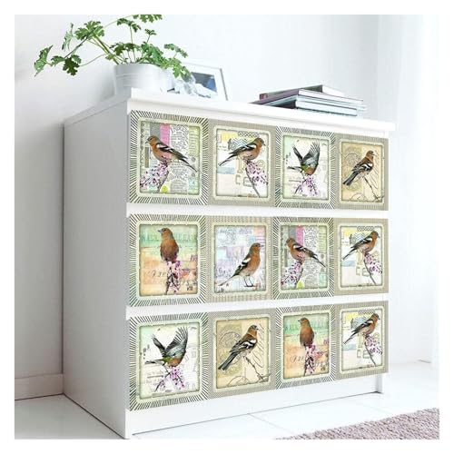 TWALOTPEX Klebe Tapete, Unterlegungspapier Selbstklebende PVC-Fliesen mit Tier- und Vogelmotiv, Grün, for Küche und Badezimmer, Wände, wasserdicht, hitzebeständig(10x10cm/10 pcs) von TWALOTPEX