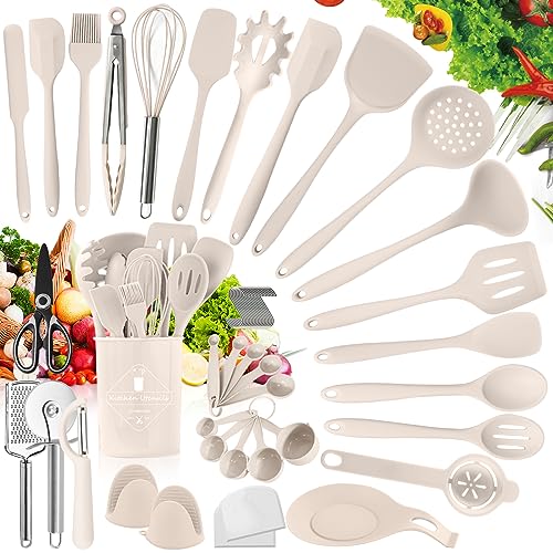 TWBEST Küchenhelfer Set,Küchenutensilien,56 Stück Silikon-Küchengeräte, Kochgeschirr Stücke Hitzebeständiges Silikon-Geschirr Küchenhelfer Set, Antihaft-Küchenbackwerkzeuge+20 Haken von TWBEST