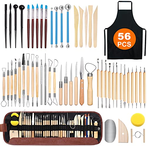 TWBEST Modellierwerkzeug Set,56 Stück Modellier-Werkzeug Sculpting Werkzeug,Polymer Clay Werkzeuge Pottery Werkzeug-Set für DIY Kunsthandwerk,Skulptur,Anfänger,Töpfer,Clay Tools von TWBEST