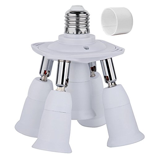 FINELED 5-in-1 E27 E26 Sockel-Adapter Splitter, E26 E27 Universal-Lampenfassung mit 360 Grad verstellbarer 180-Grad-Biegung von TWDRTDD