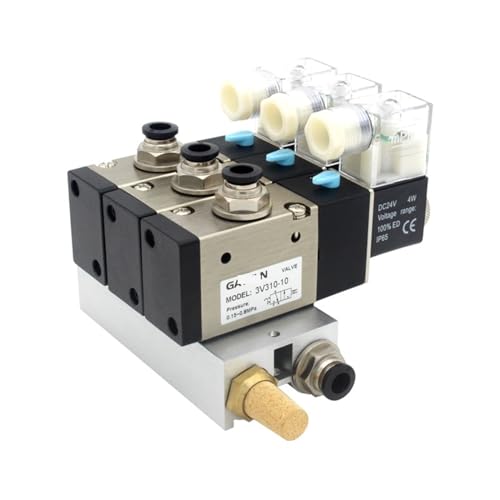 TWEFTPKD 3V310-10-NO Magnetventilstationen mit Schalldämpfer-Anschluss, Basiskrümmer, DC 12 V, DC 24 V, AC 110 V, AC 220 V, 3 Anschlüsse, 1 Stück (DC 12 V, 6 mm Armaturen) von TWEFTPKD