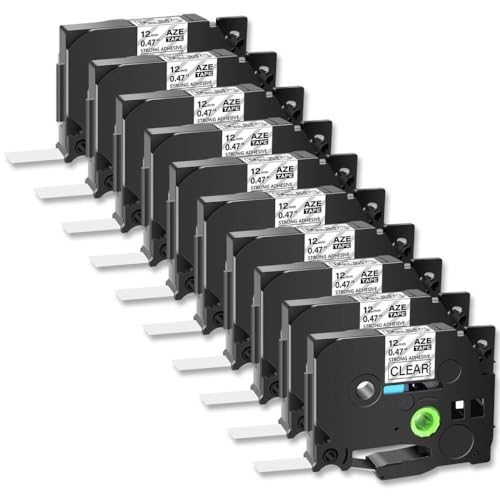 10pk Laminiertes Badetikett Arina-Klebeband kompatibel mit Tze-S231 631 in 6 9 12 18 24 mm Schwarz auf weiße Arbeiten mit Prquinze-Druckern(10PK Black on Clear) von TWEJHX