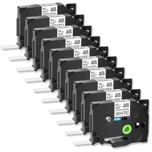 10pk Laminiertes Badetikett Arina-Klebeband kompatibel mit Tze-S231 631 in 6 9 12 18 24 mm Schwarz auf weiße Arbeiten mit Prquinze-Druckern(10PK Black on White) von TWEJHX
