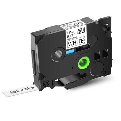 12 mm Labelleband Aze-231 kompatibel mit TZ Tze-231 Druckern Schwarz auf weißem Standard-Laminat-Etikettband(1PK-Black on White) von TWEJHX